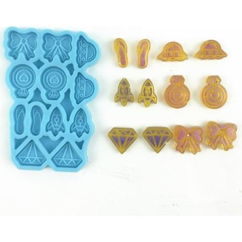 Bowknot Diamond Slippers Sun Hat Shaped Earrings Ear Studs Epoxy Resin Mold Jewelry Necklace Pendant Silicone Mould DIY