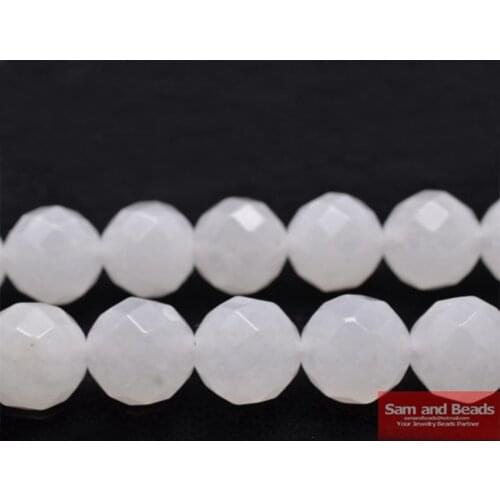 Free Shipping Natural Stone Faceted White Chalcedony Round Beads 15.5inch/strand Pick Size 4 6 8 10 12mm FWJB01