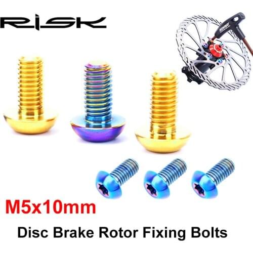 RISK 12pcs M5x10mm Bicycle Disc Brake Rotor Fixing Bolts MTB Road Bike TC4 Titanium Ultralight Brake Screws Cycling Accessories