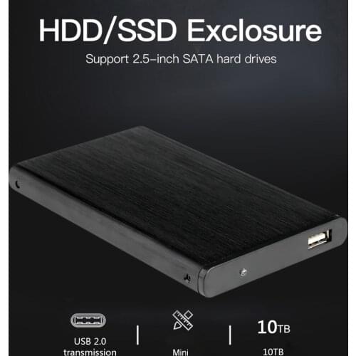 USB 2.0 Hard Drive Case 10TB SATA HDD SSD Box Portable 2.5 inch Aluminum Alloy for Office Caring Computer Supplies