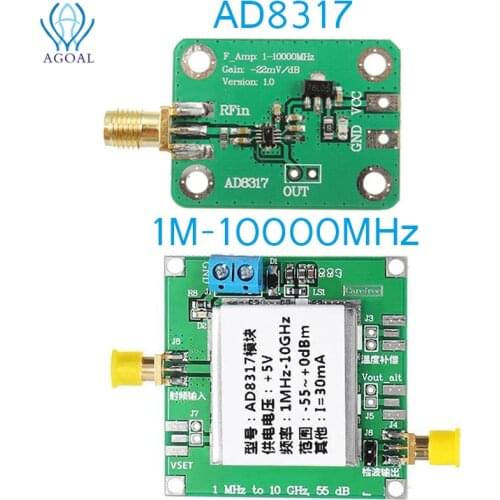DC AD8317 Radio Frequency Logarithmic Detector Power Meter 1M-10000MHz -55 dBm to 0dBm 1MHz to 10GHz RF Power