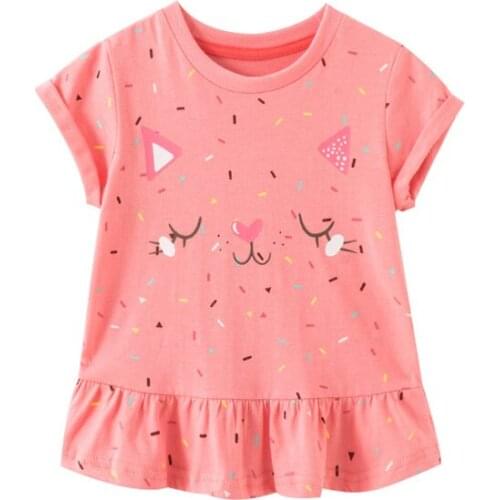 Jumping meters Girls Shirt Baby Cotton Summer Clothing Princess Toddler Fashion Cute Children Soft treatment Breathable Clothes