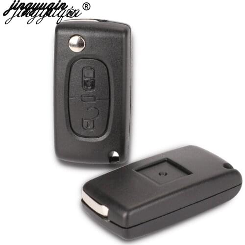 Jingyuqin 2 Buttons For Peugeot 107 207 307 307S 308 407 607 807 Flip Folding Shell Fob Case With HU83/VA2 Blade key shell