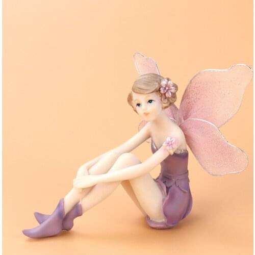 Beautiful Girl Creative Gifts Resin Angel Ornaments Home Decoration Miniature Flower Fairy Figurines Wedding Decoration(Sitting