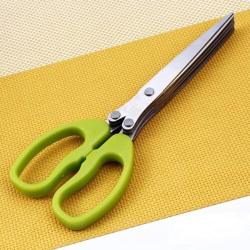 Stainless Steel Kitchen Knives 5 Layers Scissors Shredded Scallion Cut Herb Spices Scissors Cooking Tools LX8567
