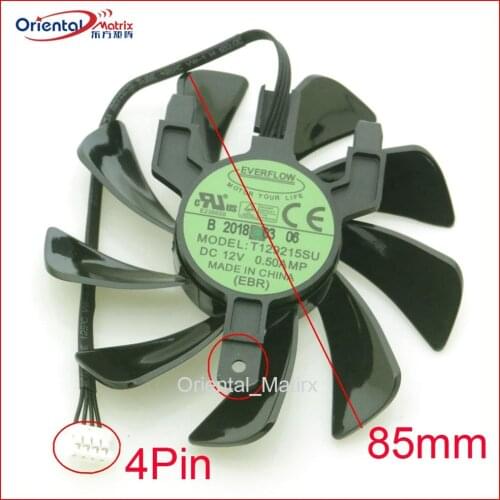 Free Shipping T129215SU 12V 0.50AMP 4Pin 85mm VGA Fan For Sapphire RX570 470D ITX OC R9 370 Graphics Card Cooler Cooling Fan