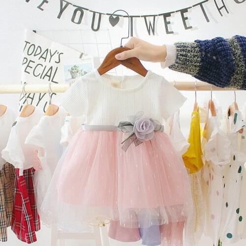 Newborn Baby Girls summer clothes outfits casual dress for infant baby girls clothing short sleeve tutu birthday dresses dress