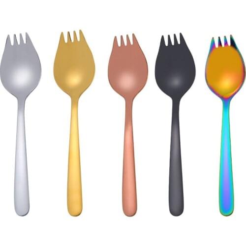 Stainless Steel Salad Fork Spoons, Mutiuse Sporks for Ice Cream, Fruit Appetizer Dessert, Spaghetti Salad Dessert, Camping