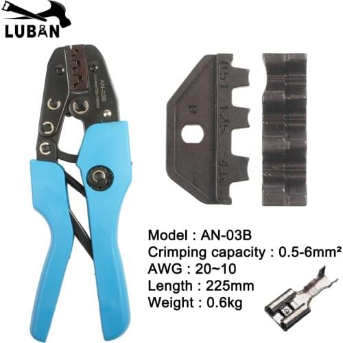 AN-03B Open Barrel Terminal Crimping Tool for 0.5-6mm2 non-insulated barrel terminals Ratchet hand crimping tools DIE SET