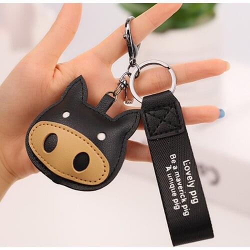 Fashion Creative PU Leather Piggy KeyChain Women And Men Couples Cute Car Key chain Bag Pendant Ornament Accessories Gift