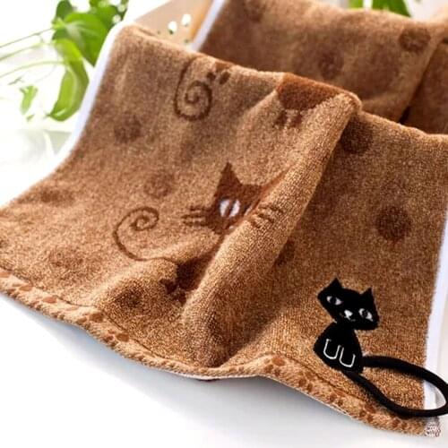 Fashion Embroidered Face Towel 100% Cotton Soft Table Napkins Cartoon Cat Pattern Bathroom Towels Absorbent Fast Drying
