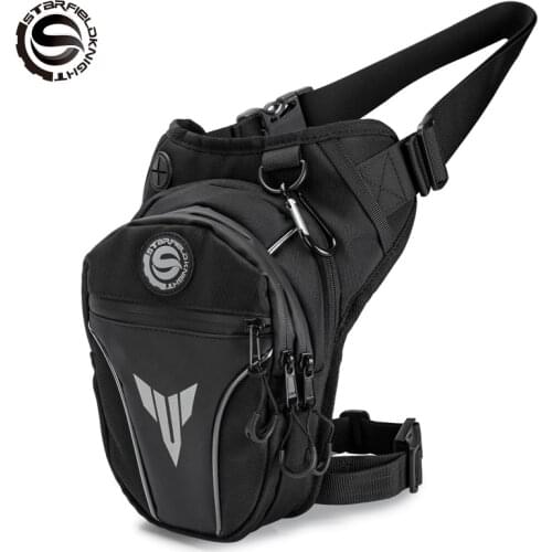 SFK Motorcycle Racing Leg Bag Black Stylish Unisex Polyester/ Reflective Print Motorbike Riding Waist Bag/ Motocross Accessories