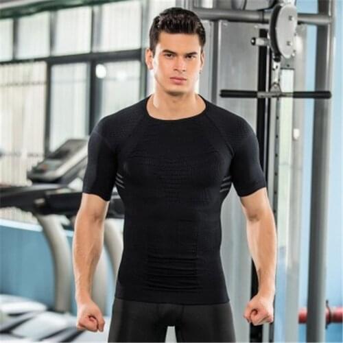 Exercise Training Men T-Shirts Sweat Quick Dry Breathable Cloth Flexible Comprssion Fitness Short Sleeve T-Shirt M/L/XL 3 Colors