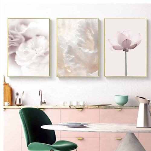 Pink Flowers Poster Petal Rose Lotus Canvas Painting Nordic Wall Art Print Minimalism Pictures for Living Room Home Decoration
