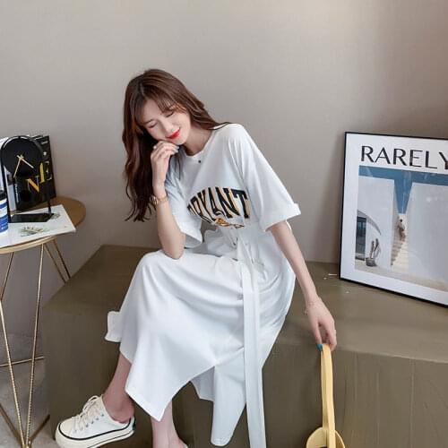 The New Waist Is Thin And Temperament T-Shirt Skirt Lightly Cooked Style Hepburn College Style Summer