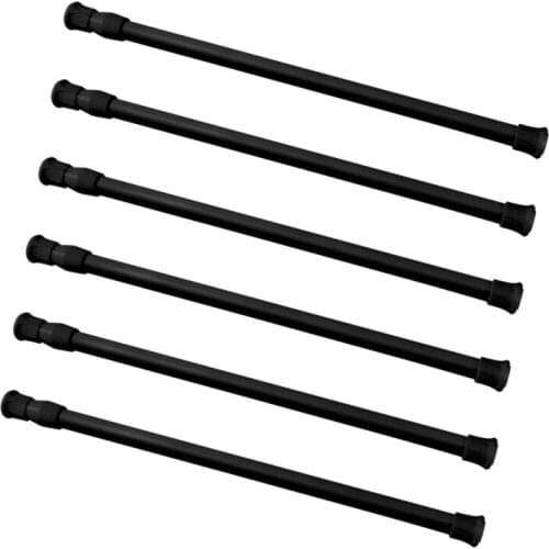 New Small Tension Rods for Cabinets Cupboard Bars for RV Closets Refrigerator, Spring Rods 11.8 to 19.6 Inches, 6 Packs (Black)