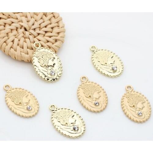 Zinc Alloy Gold Oval Virgin Mary Coin Charms Pendant 14*21mm 6 pcs/lot For DIY Earring Making Accessories