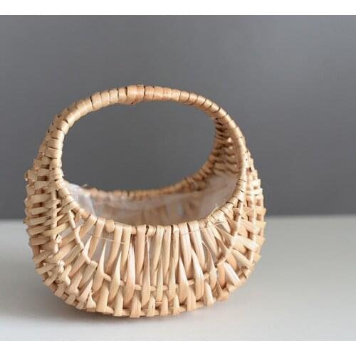 Rattan Knitting Basket Hand-held Flower Child Flower Shop Flower Arrangement Willow Creative Present Fairy Garden Flower Basket
