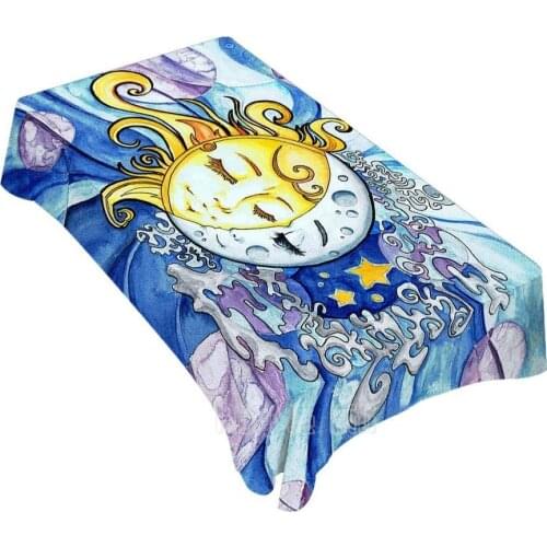 Rectangle Table Cloths Art Sun And Moon Love For Dining Bbq Picnic Coffee Table