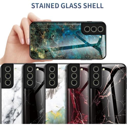Para SAMSUNG NOTE 10 10PLUS S21FE S21ULTRA funda de lujo de mármol de vidrio templado funda trasera de silicona para S10LITE