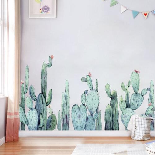 Cactus Plant Wall Sticker for Living room Bedroom Kitchen Eco-friendly DIY Vinyl Self-adhesive Wall Decals Wall Mural Home Decor