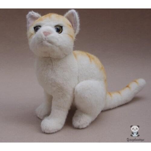 Lovely Squatting Tabby Cat Dolls Real Life Plush Animals Model Toy Children Hiloday Gifts High Quality