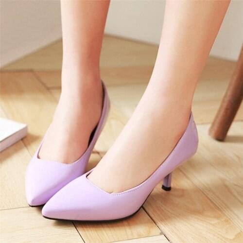 2020 Spring Sexy Kitten Heels Pointed Toe Pumps High Heels Women Shoes Dress Office Wedding Shoes Bridal Purple Green Yellow
