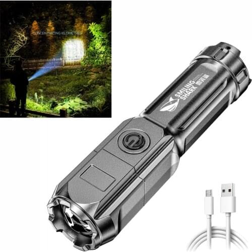 3 Modes Led Flashlight Torch Strong Brightness Flashlight Strong Light High Power USB Rechargeable Zoom Outdoor Lighting