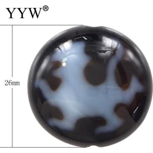 1pc 26x26x10mm Kylin Natural Tibetan Dzi Beads Flat Round Kylin & Two Tone & Double-Sided Kylin Tibetan Dzi Beads Free Shipping