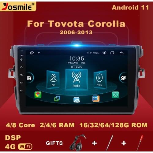2 Din Android 11 Car Multimedia Player For Toyota Corolla E140/150 2007 2008 2009 2010 2011 2012 2013 2014 2015 2016 Radio DSP