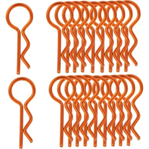 20pcs Stainless Steel Body Clips R Pin Shell For 1/10 1/12 1/8 RC Car - Orange