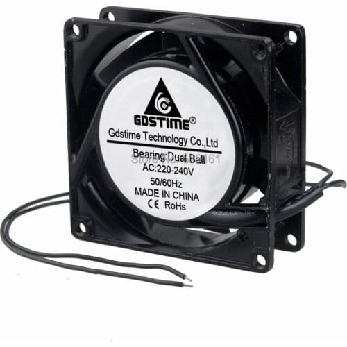 25pcs/lot 8cm AC 220v 240v 0.1a 2 wire Brushless Cooling Fan 8025 motor 8025B Ball 3.15 inch