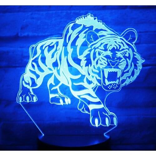 3D LED Night Light Ferocious Tiger Come with 7 Colors Light for Home Decoration Lamp Amazing Visualization Optical Illusion