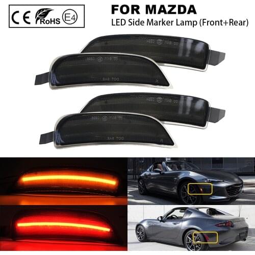 4Pcs Smoked Front Amber Rear Red LED Side Marker Light Fender Lamp For Mazda Miata MX5 ND 2016 2017 2018 2019 2020