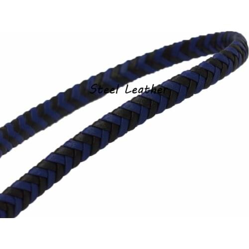 5m/lot Approx 7*3mm black blue braided leather cord for bracelet making round strings braided leather cords for bracelet jewelry