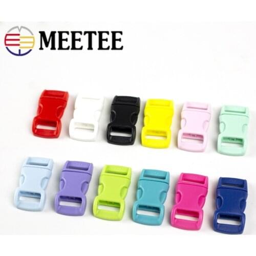 50/100pcs Meetee 10mm Colors Plastic Side Release Buckles for Paracord Bracelet Pet Collar Safety Adjustment Buckle Accessories