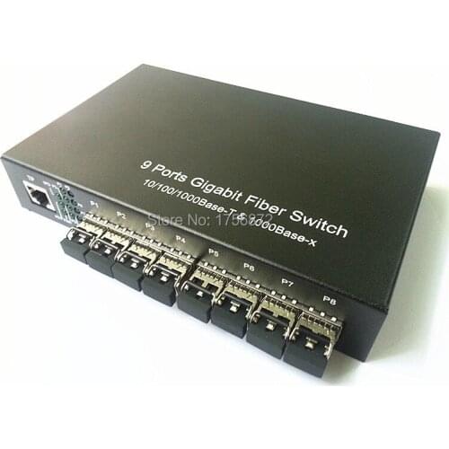 8 Giga SFP and 1 1000Mbps Tx Port Fiber switch Media Converter SFP media converter Multimode1000M 8-Port SFP Fiber Switch