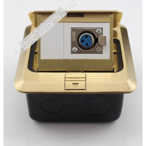 Bronze Pop-up Floor Box Kit Microphone XLR Female Jack Panel Ground Outlet Socket Receptacle Home Plug Adapter 120mm Brass