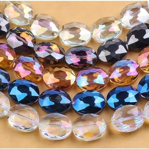 10pcs/lot Natural Stone Stone Bovine Eyes 16x20mm Oval Shape Faceted Glass Plated Beads For DIY Making Crystals Jewelry