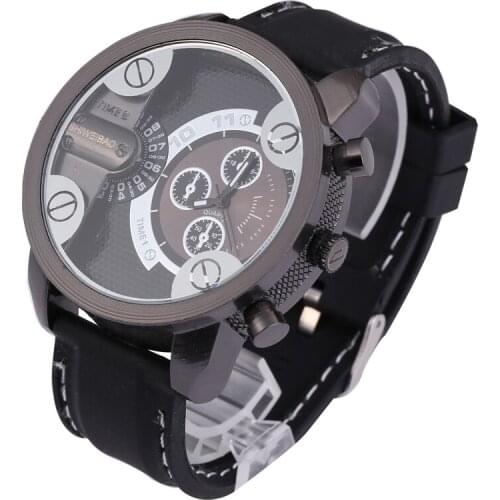 Shiweibao Quartz Watch Men Watches Two Time Zones Fashion Wristwatches Black Silicone Strap Sports Watches Man Clock Male New