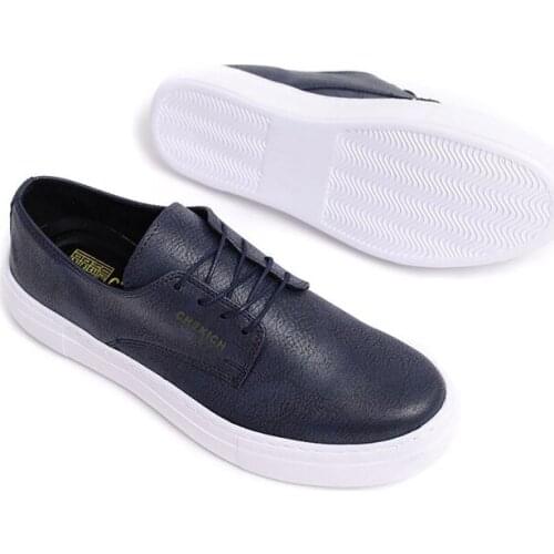 Chekich Mens Shoes Navy Blue Faux Leather Lace-Up Spring & Summer Seasons Sneakers Casual Vulcanized Material New Fashion Wedding Ultramarine Footwear Lightweight Air Walking High Outsole Breathable CH005 V4