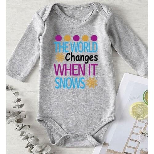 Baby Bodysuits Cotton Newborn Boys Winter Clothes Infant Girl Clothing 0-24 Months The World Changes When It Snows Prints