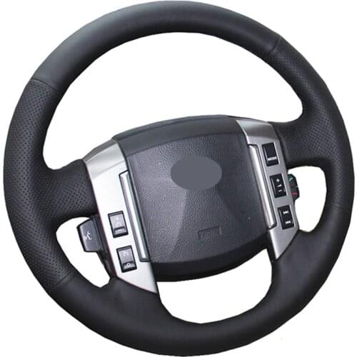 Hand Sewing Car Steering Wheel Cover Wrap Leather Suede For Land Rover Discovery 3 2004 2005 2006 2007 2008 2009 Car Accessories