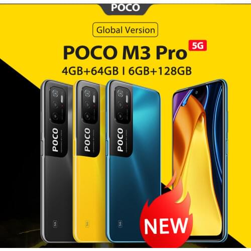 Global Version POCO M3 Pro 5G Smartphone NFC 64GB/128GB Dimensity 700 Octa Core 90Hz 6.5” FHD+ Screen 48MP Triple Camera 5000mAh