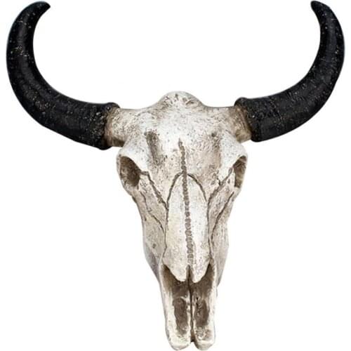 Hot sale Longhorn Artwork Cow Skull Horn Figurines Wall Hanging Ornament Sculpture Crafts Bar Restaurant for Home Decoration