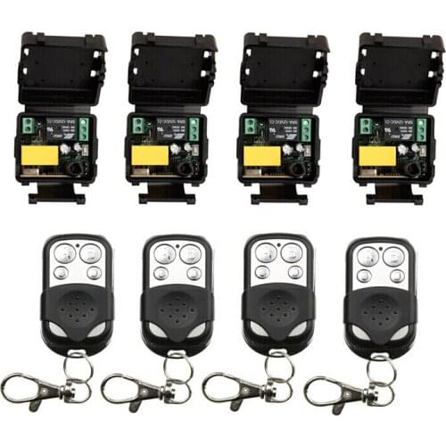 AC 220 V 1 channel RF mini Wireless Remote Control 4 pcs Receiver & 4 pcs transmitter waterproof 4 button