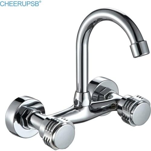 Torneira De Cozinha Wall Mount Kitchen Faucet Two Handle Hot Cold Water Mixer Tap 360 Rotatable Basin Faucets Baterie Kuchenne