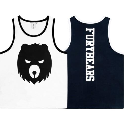 2021 New Top Quality Gym Bear Tank Tops Mens Plus Size 100% Cotton Undershirt Male FuryBears Vest White/Navy S M L XL 2XL 3XL