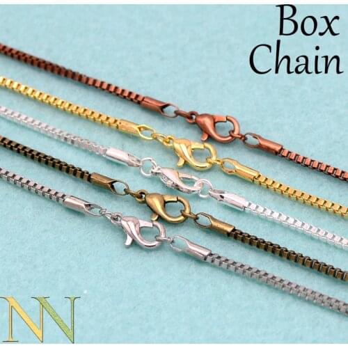 20 pcs - Box Chain Necklace for Women 18 and 24 Inch Box Chain 2mm Necklace Gold Silver Plated Bronze Copper for Jewelry Making