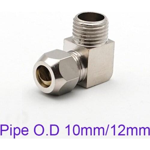 PL 10mm/12mm Copper Nickel-plated Ferrule Elbow Hard tube 1/8 1/4 3/8 1/2 Male Metal Brass Pipe Connector L for Oil Water